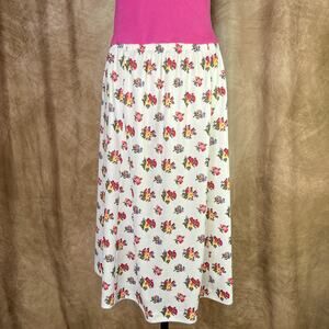 Vintage 70s Floral Skirt Midi Polyester Union Made Retro Midcentury Cottagecore